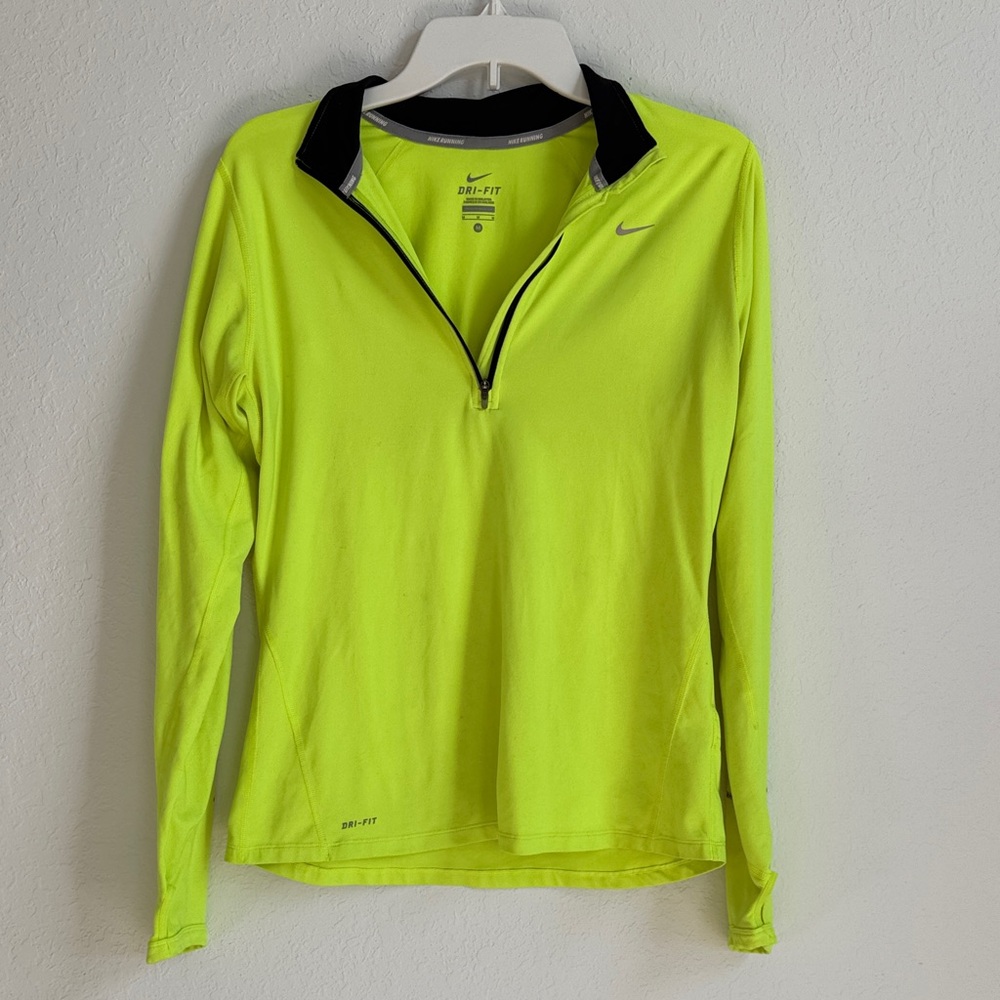 Nike Neon Yellow Dri-FIT Quarter Zip Top